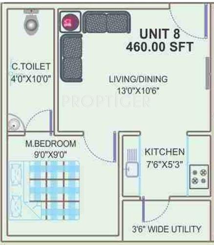 Prabhavathi Lotus (1BHK+1T (460 sq ft) 460 sq ft)