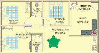 Prabhavathi Lotus (3BHK+2T (950 sq ft) 950 sq ft)