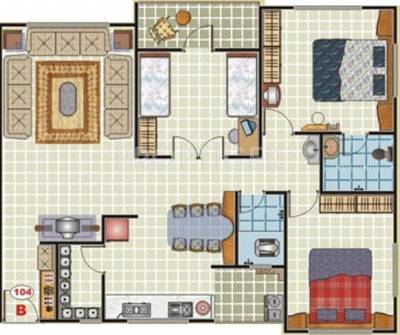 Green Group Arcade Floor Plan (2BHK+2T)