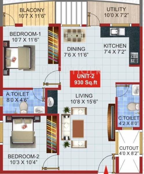 Suvrith Soprano (2BHK+2T (930 sq ft) 930 sq ft)
