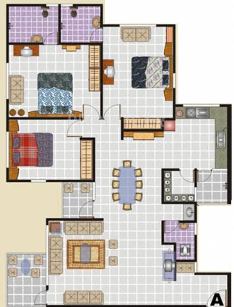 Green Group Hills Floor Plan (3BHK+3T)