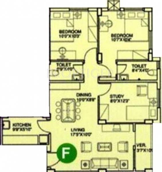 Jain Dream Arcadia (2BHK+2T (910 sq ft)   Study Room 910 sq ft)