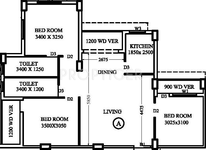 Rajwada Emeralds (3BHK+2T (1,392 sq ft) 1392 sq ft)