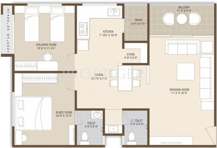 Arise Icon (2BHK+2T (1,386 sq ft) 1386 sq ft)