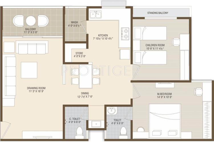 Arise Icon (2BHK+2T (1,422 sq ft) 1422 sq ft)