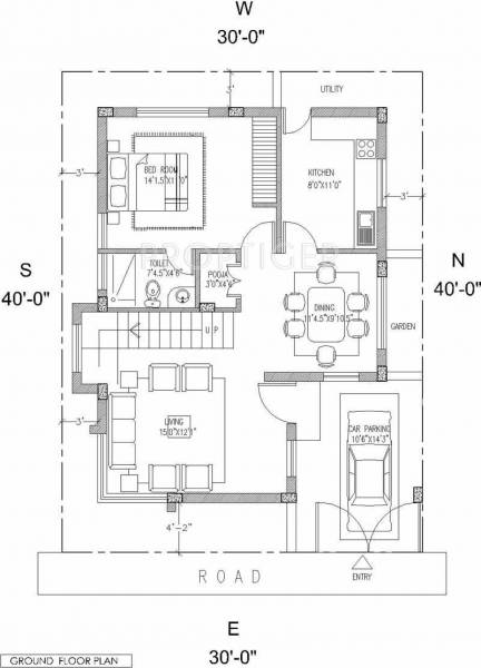 JR Valley Villa Floor Plan (3BHK+3T)