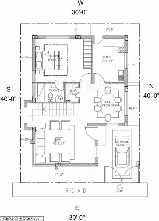 JR Valley Villa Floor Plan (3BHK+3T)