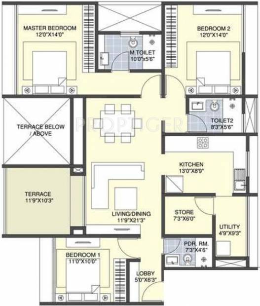 Sanklecha The Metrozone (3BHK+2T (1,830 sq ft) 1830 sq ft)