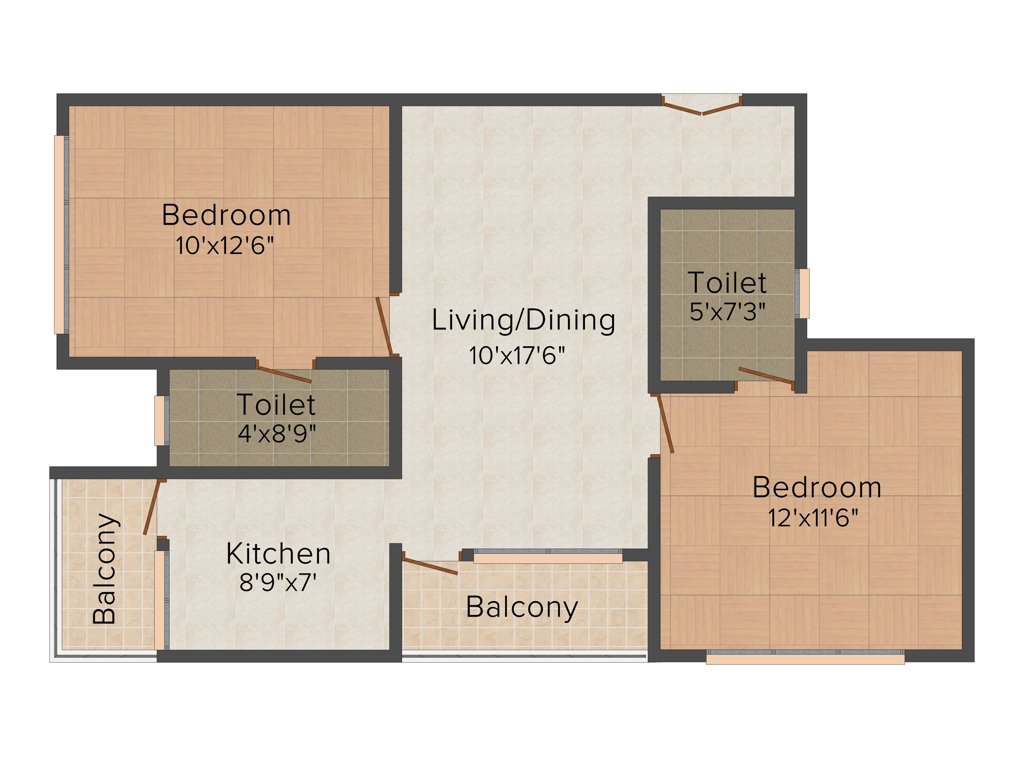 IPG Samyak Residency (2BHK+2T (982 sq ft) 982 sq ft)