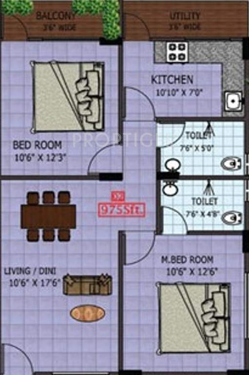 SNB Sai Anjani Residency (2BHK+2T (975 sq ft) 975 sq ft)