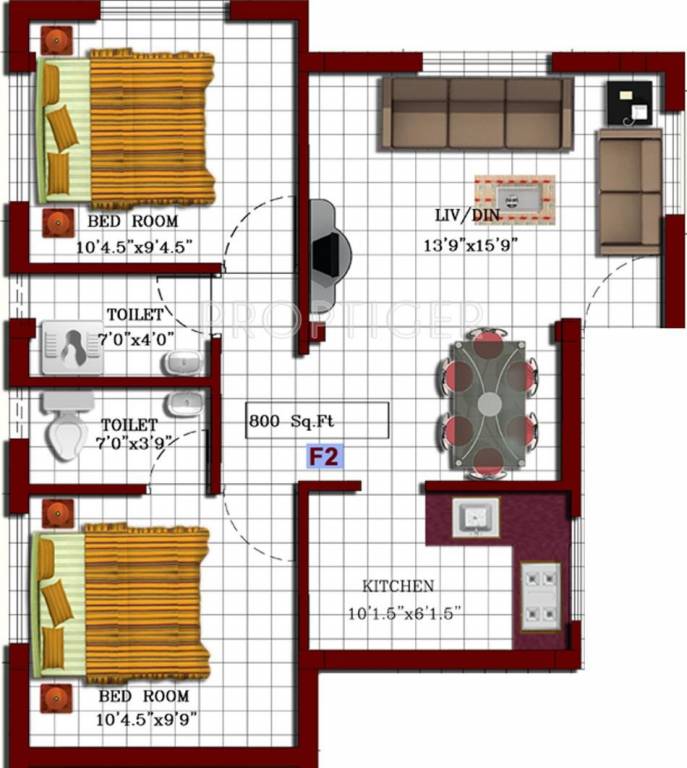 Grace Garden (2BHK+2T (800 sq ft) 800 sq ft) Grace Garden (2BHK+2T (800 sq ft) 800 sq ft)
