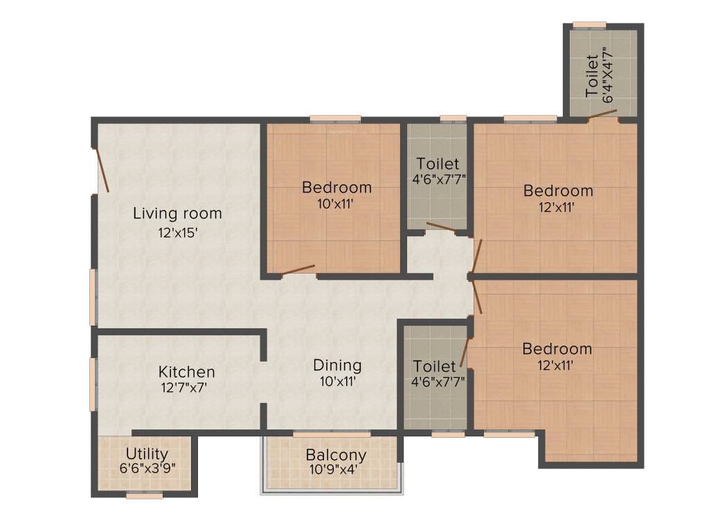 Malles Aashira (3BHK+3T (1,394 sq ft) 1394 sq ft)