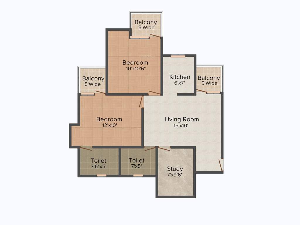Amrapali Riverview (2BHK+2T (955 sq ft) + Study Room 955 sq ft)