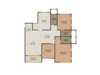 Rodium Xczar (3BHK+3T (1,400 sq ft) 1400 sq ft)