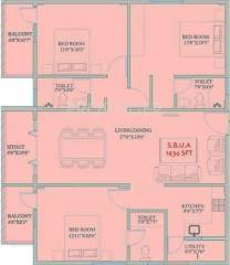 Mahaveer Zephyr (3BHK+3T (1,434 sq ft) 1434 sq ft)