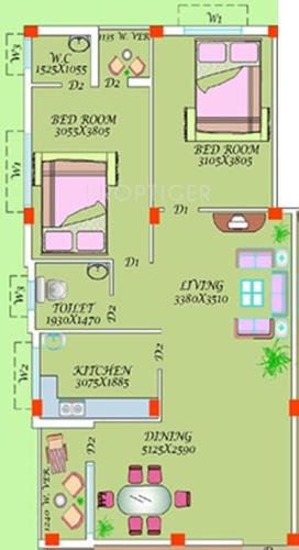 Mahanagar Shaila Residency (2BHK+2T (1,165 sq ft) 1165 sq ft)