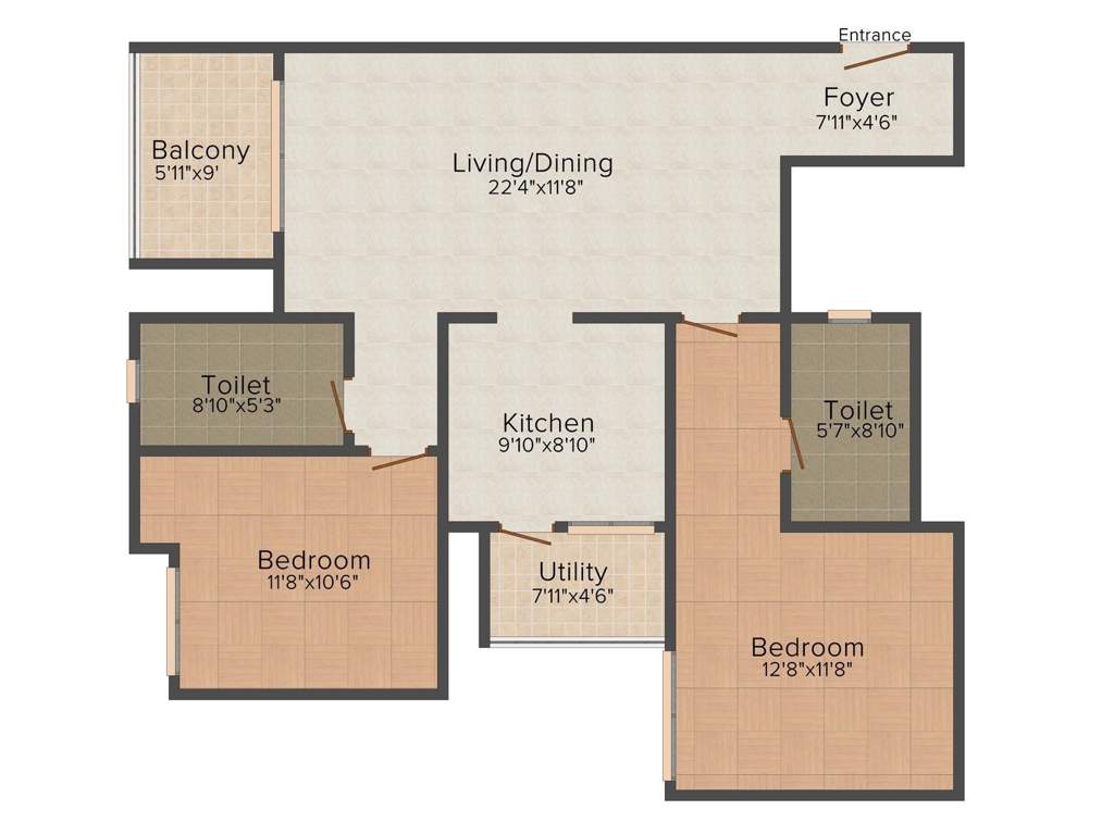 Sobha Serene (2BHK+2T (1,316 sq ft) 1316 sq ft)