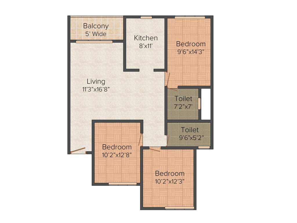 Sipani Bliss (3BHK+2T (1,275 sq ft) 1275 sq ft)