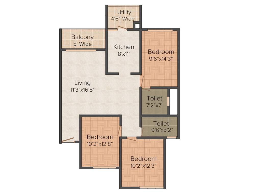 Sipani Bliss (3BHK+2T (1,323 sq ft) 1323 sq ft)