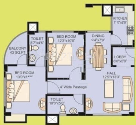 PJ Indraprastha (2BHK+2T (1,085 sq ft) 1085 sq ft)