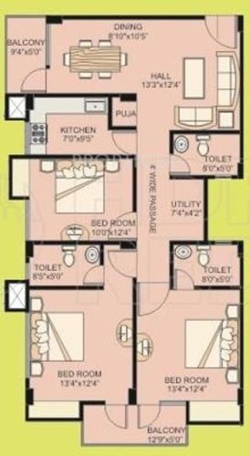 PJ Indraprastha (3BHK+3T (1,615 sq ft) 1615 sq ft)
