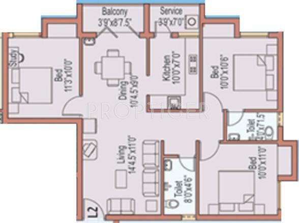 Rajarathnam Laurels (3BHK+2T (1,180 sq ft) 1180 sq ft)