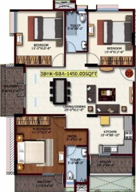 Eshwari Oak Dale (3BHK+2T (1,450 sq ft) 1450 sq ft)