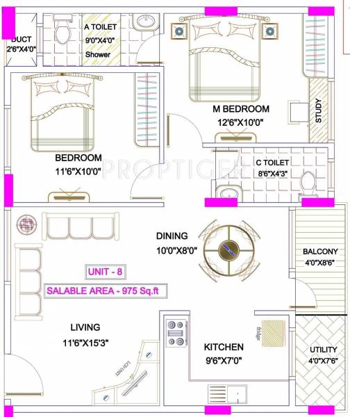 HSV Murari Classic (2BHK+2T (975 sq ft) + Study Room 975 sq ft)