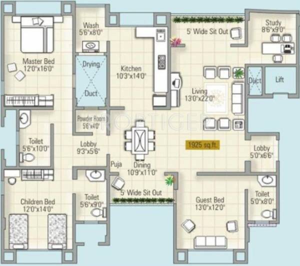 Thakkers Indigo Park (3BHK+3T (1,925 sq ft) + Study Room 1925 sq ft) Thakkers Indigo Park (3BHK+3T (1,925 sq ft) + Study Room 1925 sq ft)