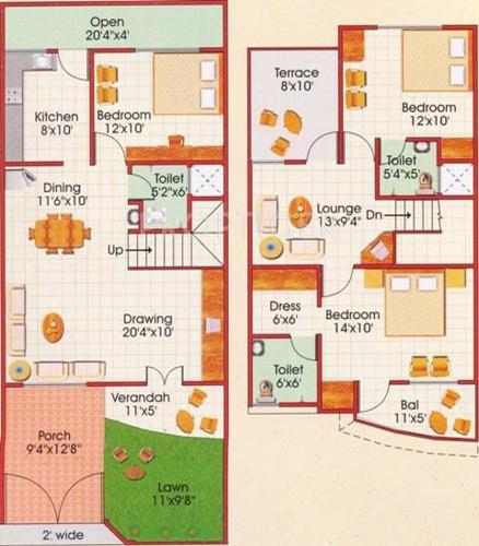 Floor Plan (3BHK+3T) Sunil Agrawal Ashirwad Villas Floor Plan (3BHK+3T)