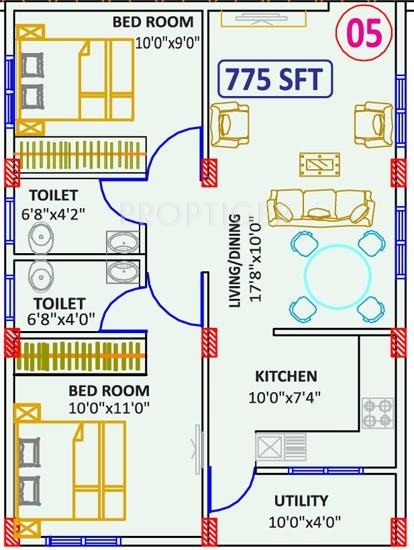 Vinayaka Aralia (2BHK+2T (775 sq ft) 775 sq ft)