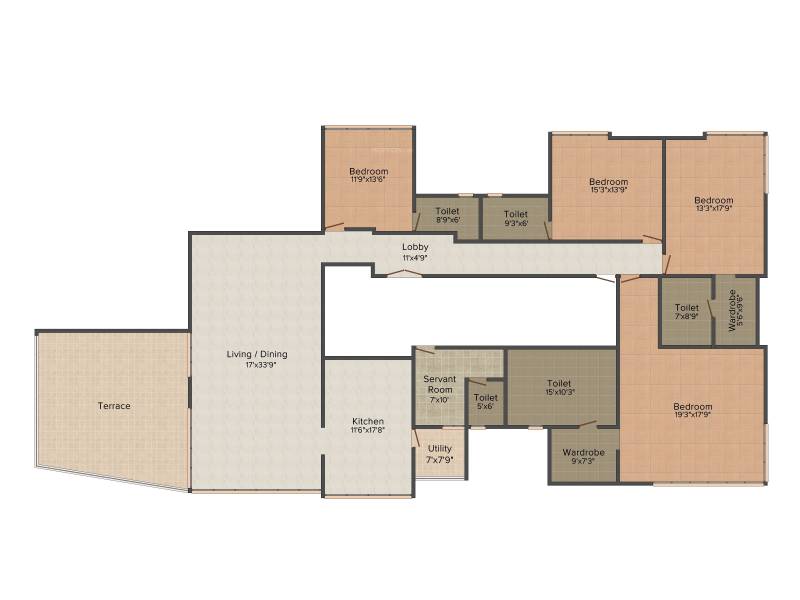 Marvel Aeries (4BHK+4T (4,045 sq ft)   Servant Room 4045 sq ft)