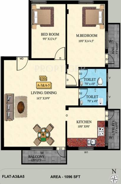 JMM Navya Apartments (2BHK+2T (1,096 sq ft) 1096 sq ft)