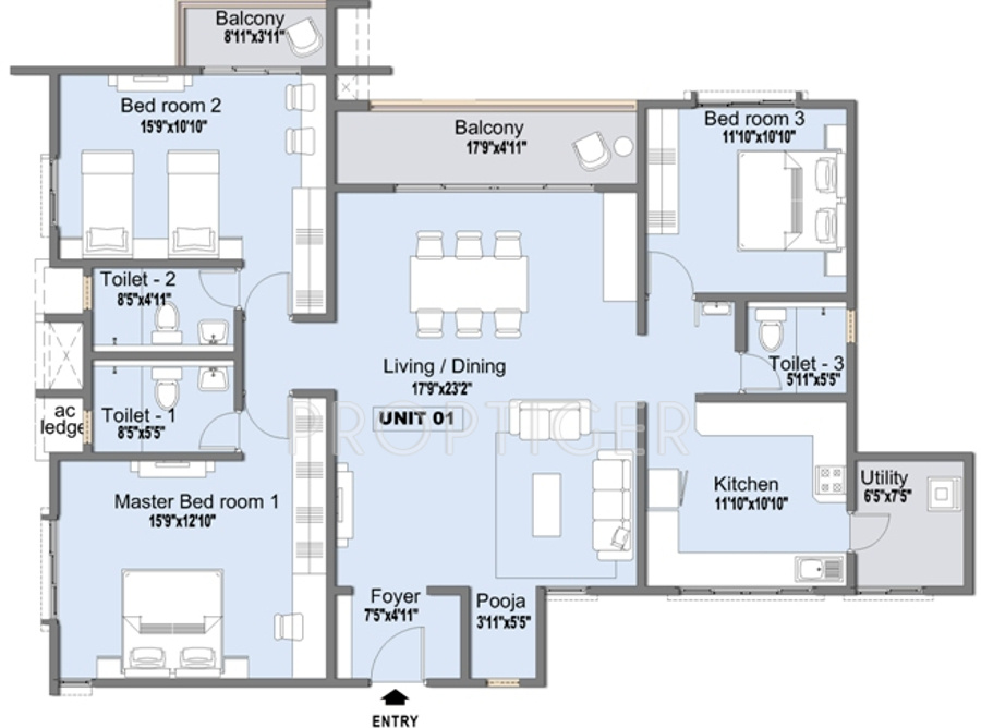 L&T Eden Park Phase 2 (3BHK+3T (2,050 sq ft) 2050 sq ft)
