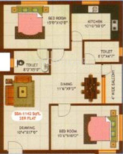 Essen Royal Residency (2BHK+2T (1,142 sq ft) 1142 sq ft)