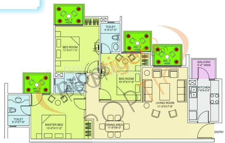 Essen Royal Residency (3BHK+3T (1,523 sq ft) 1523 sq ft)
