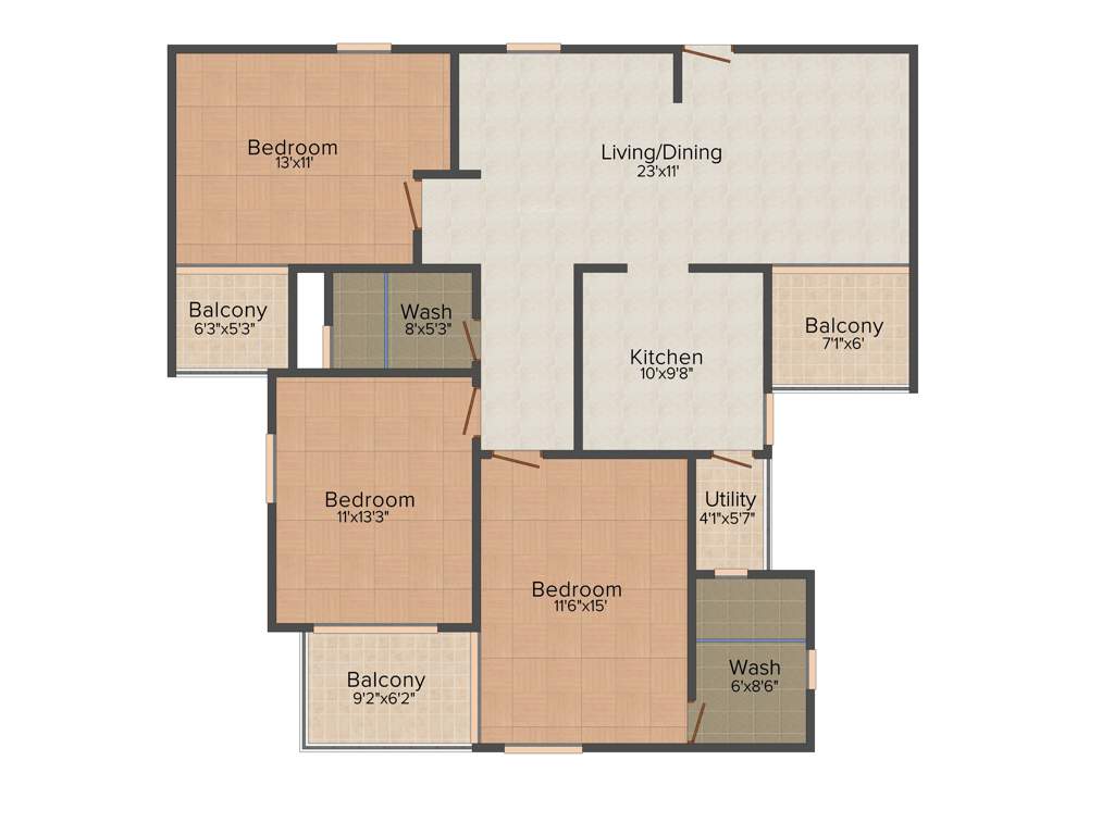 DN Oxy Park (3BHK+3T (1,725 sq ft) 1725 sq ft)