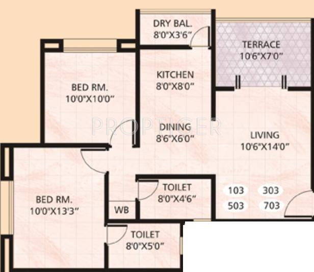GK Associates Rajaveer Palace Floor Plan (2BHK+2T)