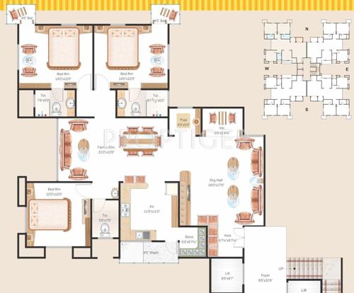 Milestone Highrise (3BHK+3T (1,800 sq ft) 1800 sq ft)