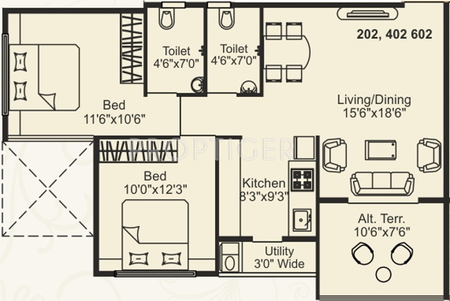 Ravi Ashmika Heights (2BHK+2T (1,020 sq ft) 1020 sq ft)