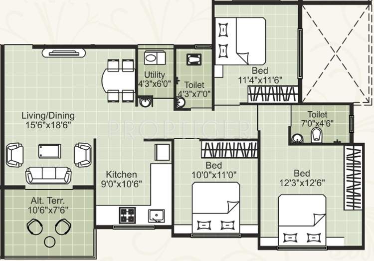 Ravi Ashmika Heights (3BHK+3T (1,875 sq ft) 1875 sq ft)