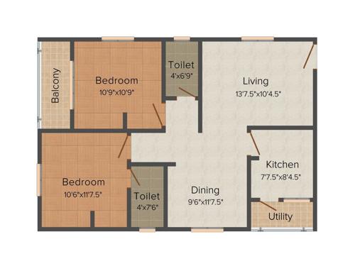 Jai Sri Devi Lavender (2BHK+2T (1,040 sq ft) 1040 sq ft)