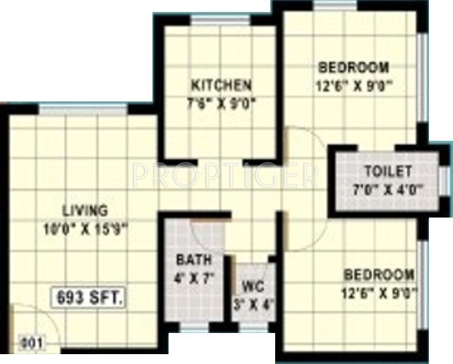 KVC Laxman Complex (2BHK+2T (693 sq ft) 693 sq ft)