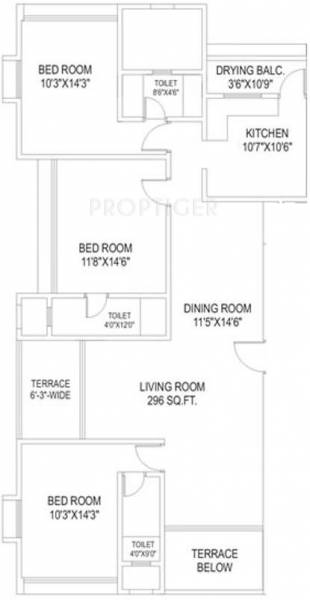 Ramesh Emerald (3BHK+3T (1,700 sq ft) 1700 sq ft)