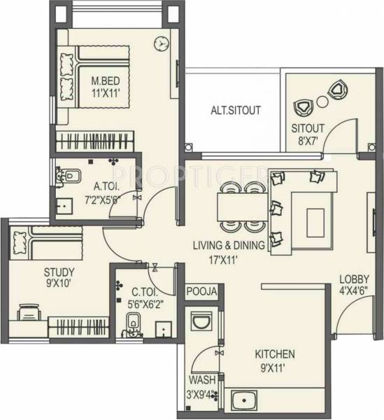 Sanklecha Waterways (2BHK+2T (932 sq ft) 932 sq ft)