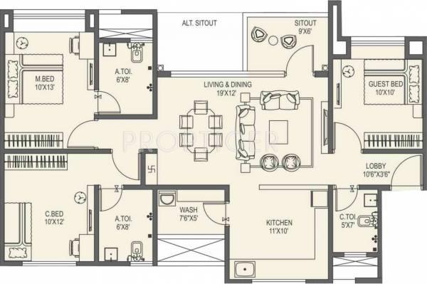 Sanklecha Waterways (3BHK+2T (1,307 sq ft) 1307 sq ft)