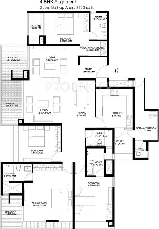 Godrej United (4BHK+5T (2,956 sq ft) + Servant Room 2956 sq ft)