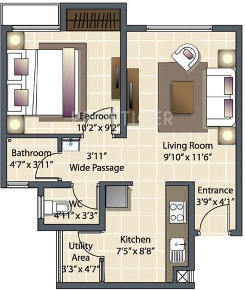 Luxora Primo Apartments (1BHK+1T (565 sq ft) 565 sq ft)