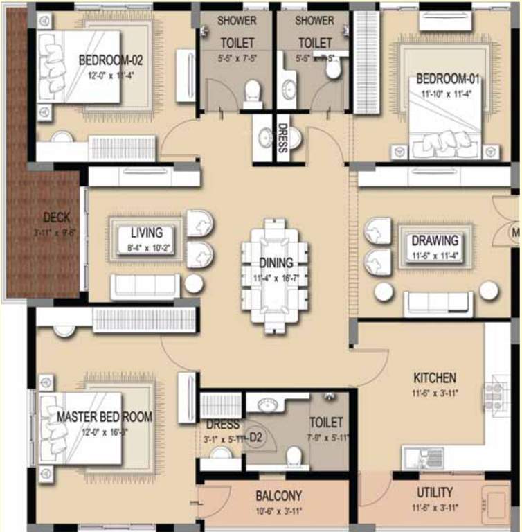 1800 sq ft 3 BHK 3T Apartment for Sale in Trident Properties Galaxy