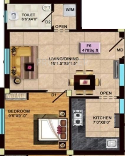 KVR Ganga Cauvery (1BHK+1T (478 sq ft) 478 sq ft) KVR Ganga Cauvery (1BHK+1T (478 sq ft) 478 sq ft)